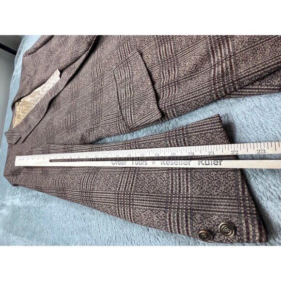 Vintage Botany 500 Blazer Men 42 Brown Glen Plaid Wool Sport Coat Classic Jacket - Picture 8 of 9